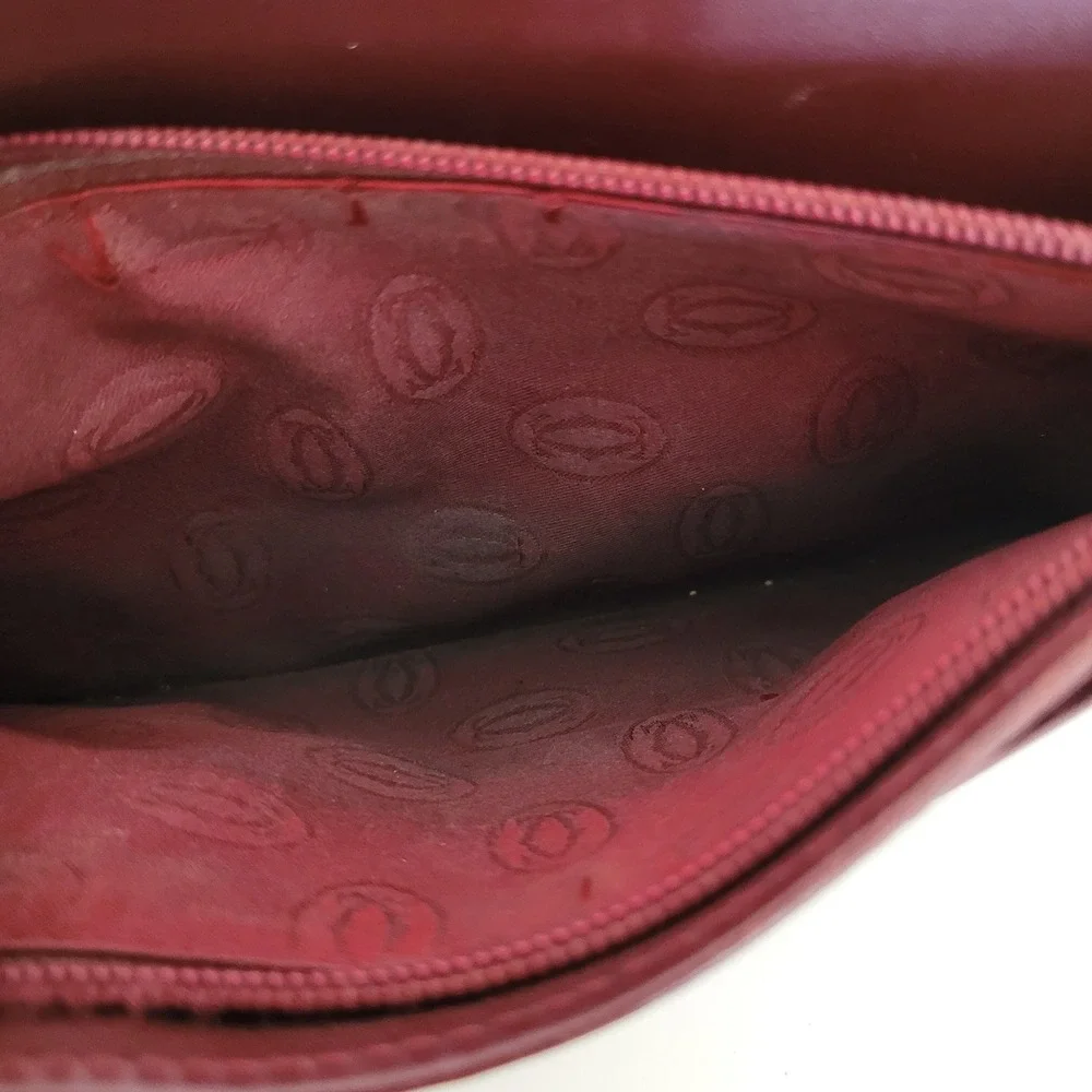 Cartier Must de Cartier Burgundy Leather Long Bifold Wallet Gold Corners Italy